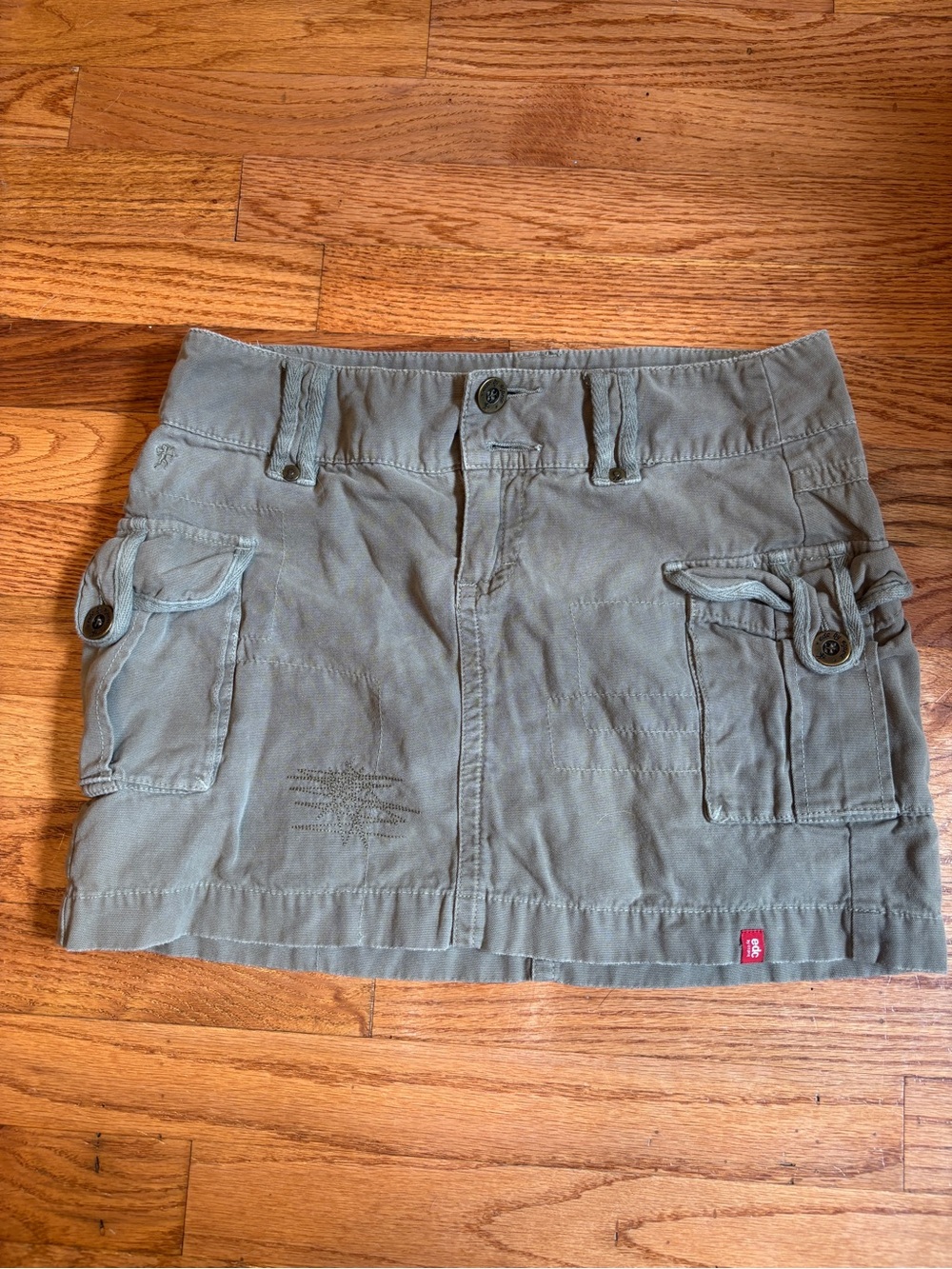 Olive Utility Mini Skirt with Cargo Pockets